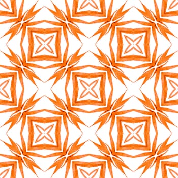 Striped hand drawn design. Orange artistic boho chic summer design. Repeating striped hand drawn border. Textile ready symmetrical print, swimwear fabric, wallpaper, wrapping.