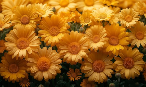 A close-up of bright yellow flowers.