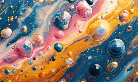 Swirling colors and patterns in fluid art.