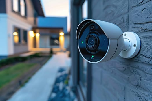 An IP CCTV camera is installed outside the house for property protection and security.