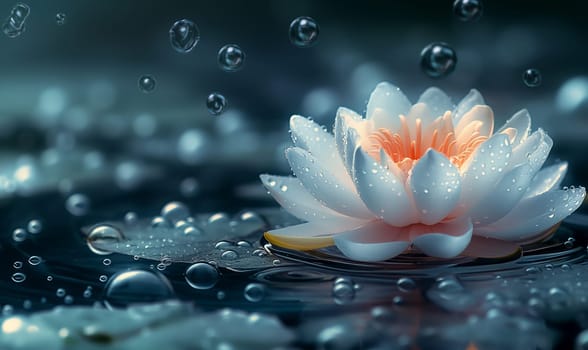Lotus flower on the surface of the water. Selective focus