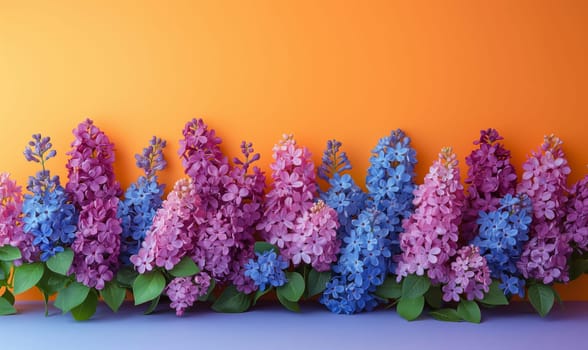 Colorful lilac flowers on a bright surface. Selective focus.