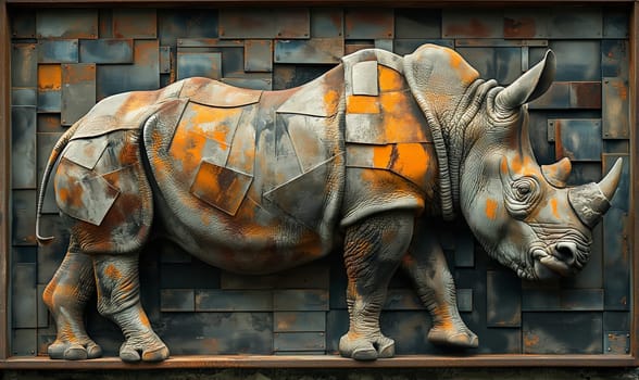 Creative image of rhinoceros on abstract background. Selective focus.