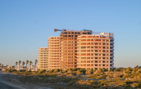 construction site of new apartment complex in city residential area