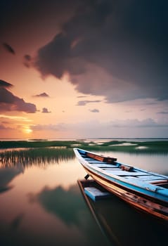 Seaside Reflections: Tranquil Boat Rides Under the Sunset Sky