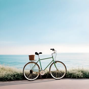 Summer Beach Ride: Cycling Along the Shore with a Clear Blue Sky