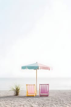 Beachside Relaxation: Wooden Deckchairs by the Sea