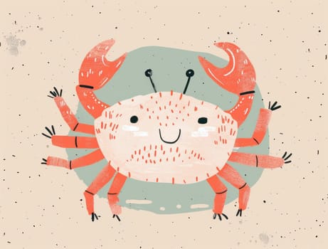 Happy crab a playful illustration of a colorful sea creature on a neutral background