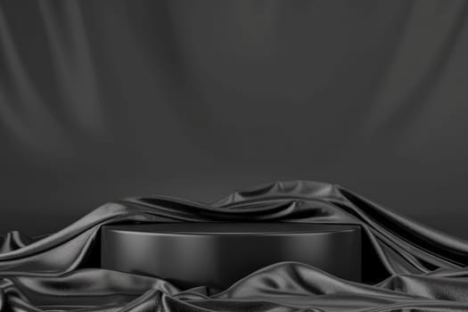 Elegant black velvet background with draped cloth for fashion and artistic creations concept illustration