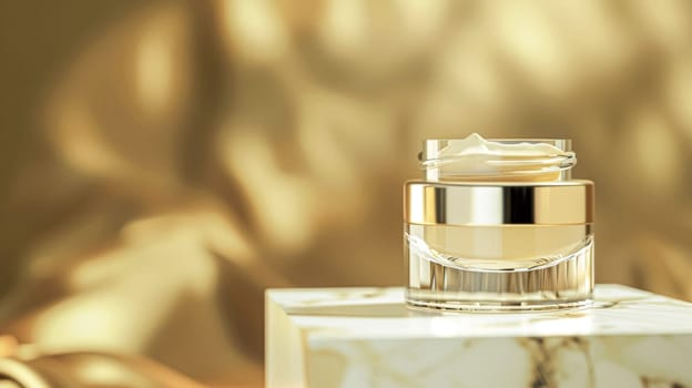 Face cream moisturiser, golden skincare and bodycare product on gold background, spa and organic beauty cosmetics for natural skin care routine
