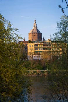 Nice view of Duomo di Pavia (Pavia Cathedral) in Pavia at sunny day, Lombardy, italy.