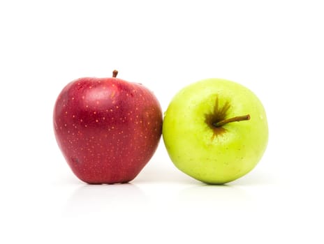 wet red and green apples isolated. High quality photo