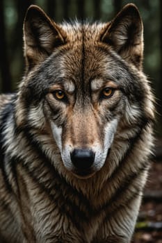 A lone wolf commands the scene, a symbol of mystery and strength in nature's embrace.