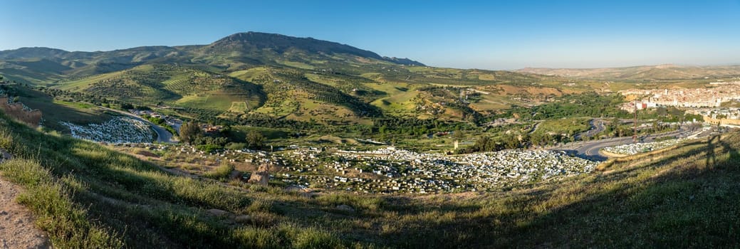 Panoramic View of Bab Guissa Cemetery in Fez, Morocco