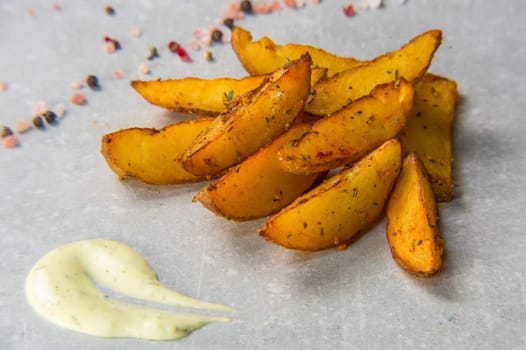 potato wedges on stone background 1