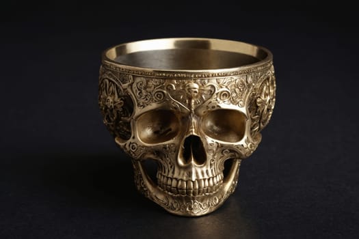 Dare to drink from this terrifyingly beautiful engraved skull-shaped cup. Ideal for gothic, Halloween, or heavy metal themes.