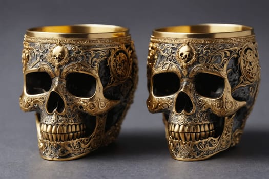 This image showcases an artistically carved skull cup. Perfect for any concepts relating to history, archaeology, or the macabre.