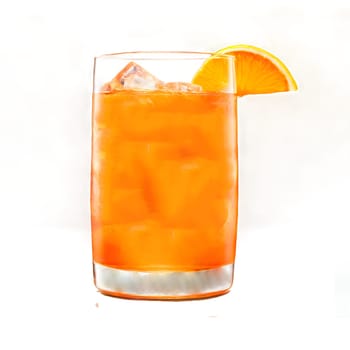 Orange cocktail with ice isolated on transparency background