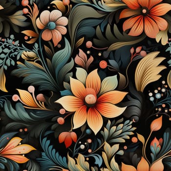 Seamless pattern tile background flowers and floral leaves plants. High quality photo