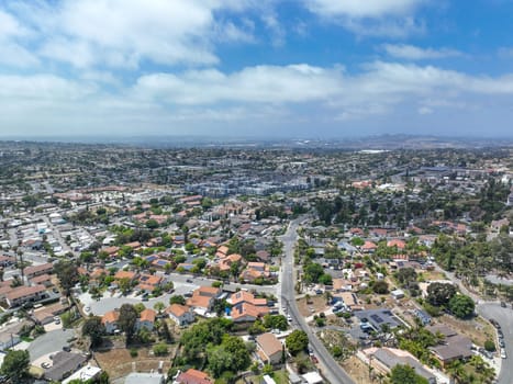 Aerial view of houses and communities in Vista, Carlsbad in North County of San Diego, California. USA.