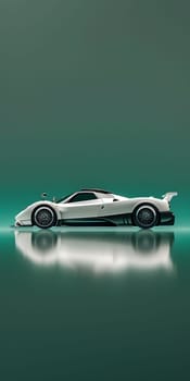 A luxurious white personal sports car is parked on a vibrant green surface, showcasing its sleek automotive design and powerful wheels. The vehicle is a stunning example of motorsport excellence