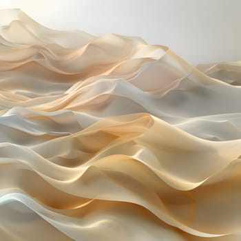 A closeup of a brown fabric with wave patterns resembling aeolian landforms. The peachcolored strokes create a natural landscape art piece, evoking dunes on a slope