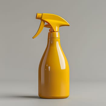 A yellow liquid spray bottle showcased on a sleek gray background, blending art with functionality. The cylindrical design stands out among drinkware and serveware items