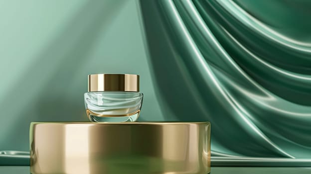 Face cream moisturiser, skincare and bodycare product on green background, spa and organic beauty cosmetics for natural skin care routine