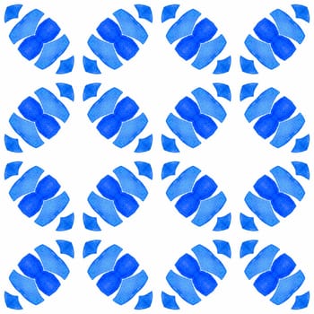 Watercolor medallion seamless border. Blue ideal boho chic summer design. Medallion seamless pattern. Textile ready energetic print, swimwear fabric, wallpaper, wrapping.