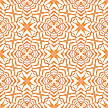 Exotic seamless pattern. Orange valuable boho chic summer design. Textile ready graceful print, swimwear fabric, wallpaper, wrapping. Summer exotic seamless border.