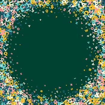Concept of school background. Colorful childish falling letters of English language. Foreign languages study concept. Back to school banner .