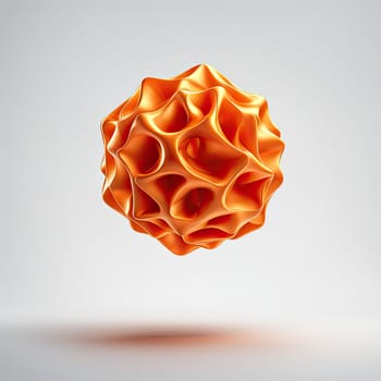 3D rendering of a minimalistic matte inflatable crumpled silicone ball or group of orange colored balls floating in the air on a transparent background . Abstraction isolated on transparent background