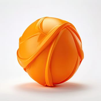 3D rendering of a minimalistic matte inflatable crumpled silicone ball or group of orange colored balls floating in the air on a transparent background . Abstraction isolated on transparent background