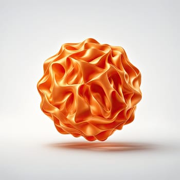 3D rendering of a minimalistic matte inflatable crumpled silicone ball or group of orange colored balls floating in the air on a transparent background . Abstraction isolated on transparent background