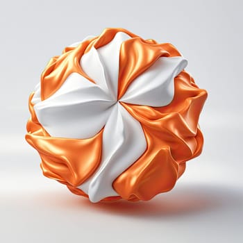 3D rendering of a minimalistic matte inflatable crumpled silicone ball or group of orange colored balls floating in the air on a transparent background . Abstraction isolated on transparent background