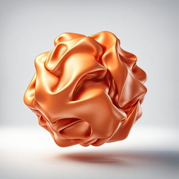 3D rendering of a minimalistic matte inflatable crumpled silicone ball or group of orange colored balls floating in the air on a transparent background . Abstraction isolated on transparent background