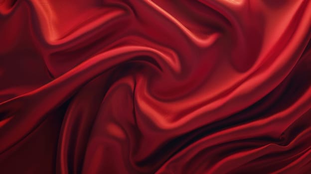 Red satin fabric with wavy folds for fashion and beauty editorial shoot