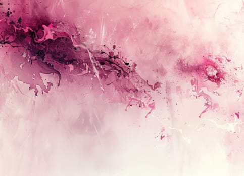 Abstract pink and white artistic painting with splattered white paint on pink background for creative design inspiration and artistic projects