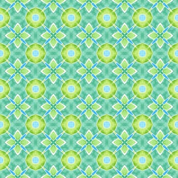 Ethnic hand painted pattern. Green neat boho chic summer design. Textile ready decent print, swimwear fabric, wallpaper, wrapping. Watercolor summer ethnic border pattern.