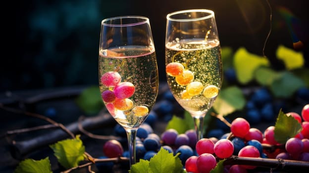 A variety of cocktails are placed on the counter bar in the restaurant. Wine making, vineyards, tourism business, small and private business, chain restaurant, flavorful food and drinks