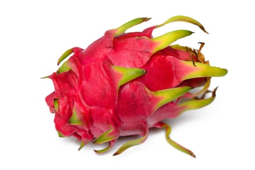 One whole dragon fruit isolated on white background, full depth of field 3