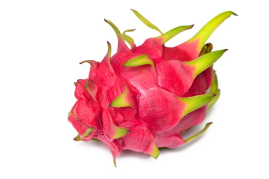 One whole dragon fruit isolated on white background, full depth of field 2