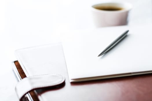 Workspace, meeting and corporate lifestyle concept - Business office desk, work productivity