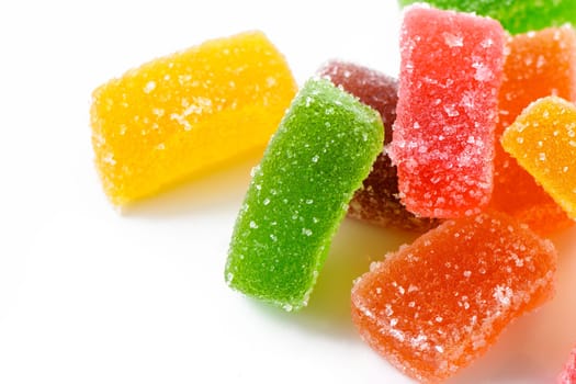 Group of tasty jelly gummy bears isolated on a white background. Colored jelly candy. 1