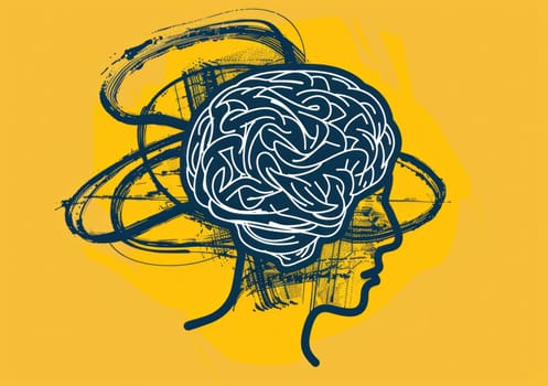 Conceptual illustration of brain circularity exploration of mental health and cognitive function in medical analysis