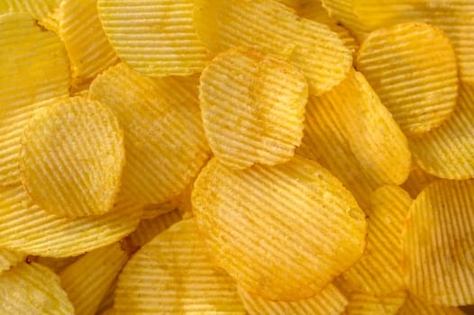 Full frame foodbackground of potato chips, top view 1