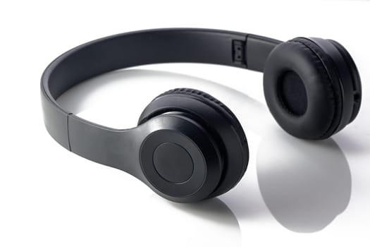 Headphones isolate on white. Wireless headphones in black, high quality