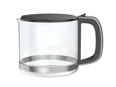 Empty glass jug for coffee or tea on a white background