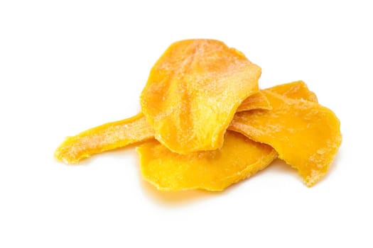 Dried mango slices on white background 2