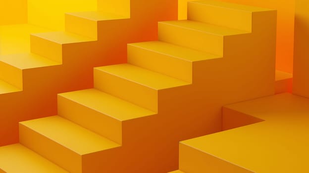 A staircase constructed from vibrant yellow blocks provides a sturdy ascent in an urban environment. The stairs are brightly colored, adding a pop of color to the surroundings - Generative AI